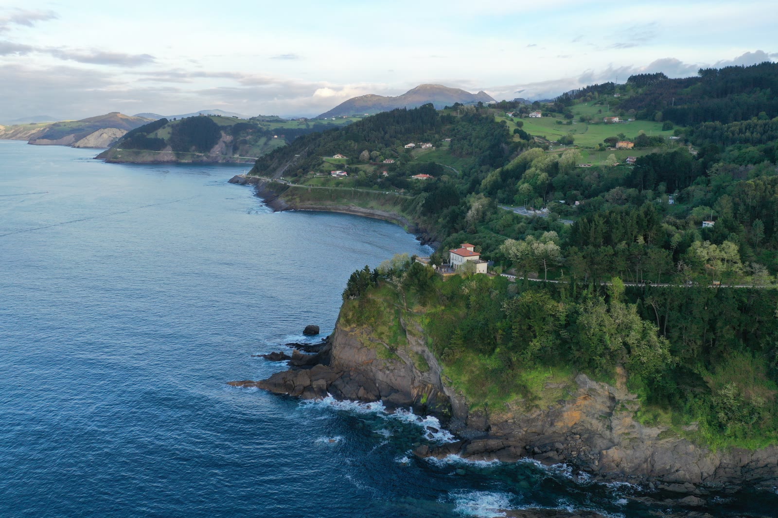 Aerial view of Villa Alkolea at sunset