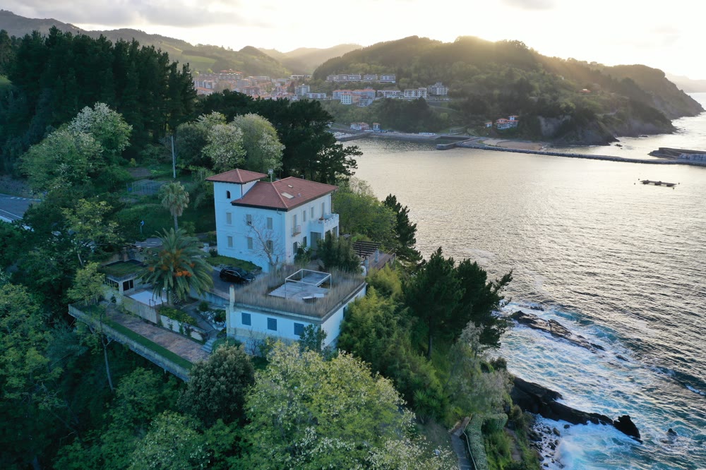Aerial view with Mutriku harbour and village
